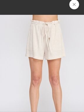 Allie Rose Linen Blend Fully Lined Shorts Elastic Cinch Waist Size Small
